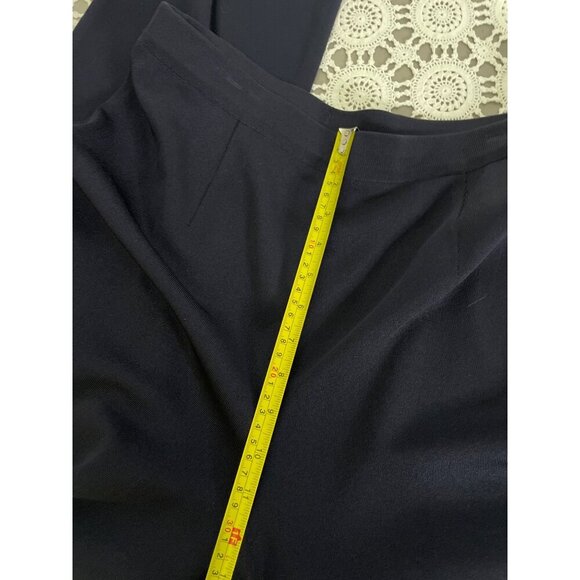 High-Waisted Navy Blue Trousers With Stretch Band & Elegant Fit Womens Size L - Picture 3 of 5